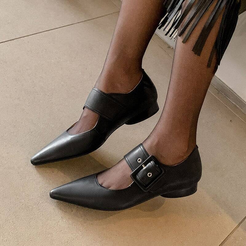 CHIKO Jordyn Pointy Toe Block Heels Mary Jane Shoes