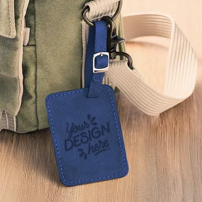 Luggage Tag - Blue-Add Logo & Initials