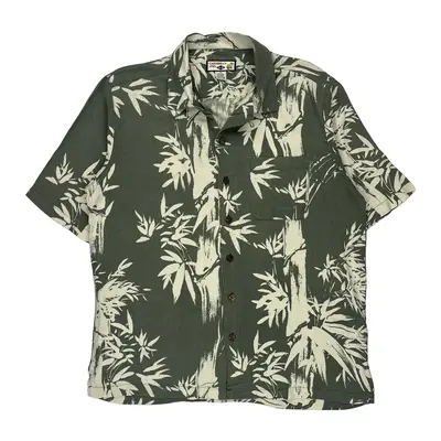 Caribbean Joe Hawaiian Shirt - Medium Green Silk Blend