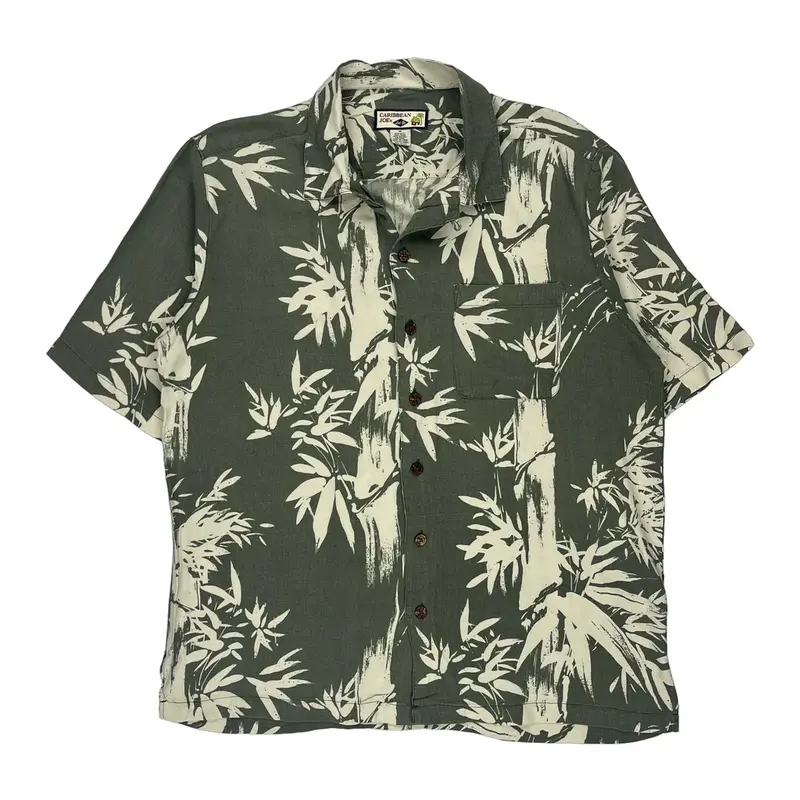 Caribbean Joe Hawaiian Shirt - Medium Green Silk Blend