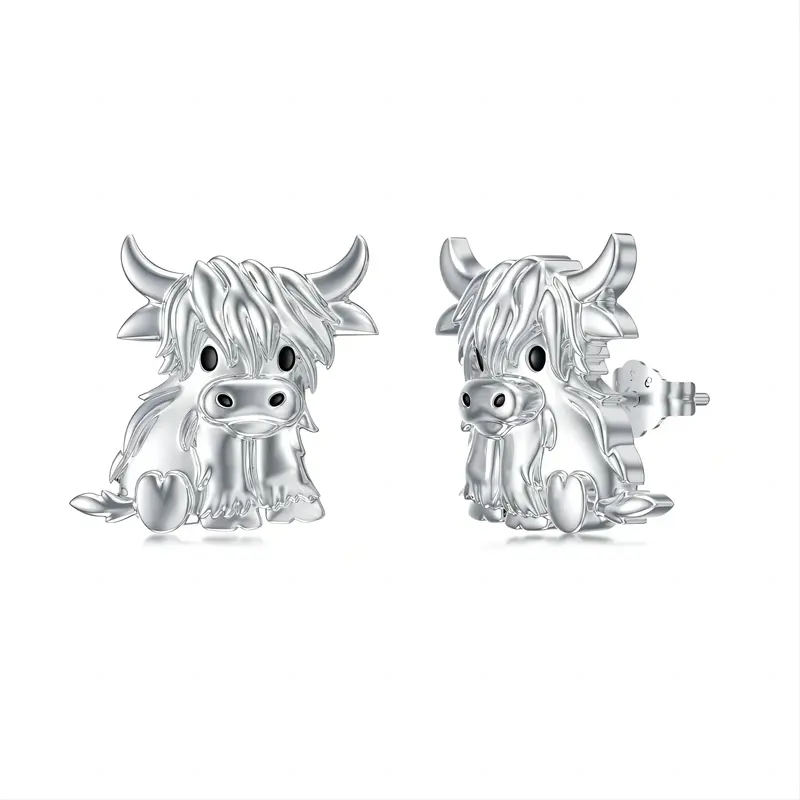 S925 Highland Cow Earrings Sterling Silver Scottish Cow Earrings Cow Jewelry Women Gift