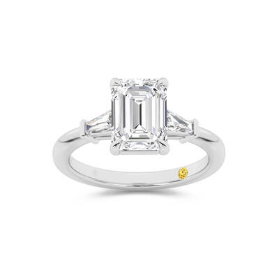 Valentina Tapered Baguette Lab Grown Three Stone Emerald Cut Diamond Engagement Ring |18K White Gold 2 1/3 CT. TW.