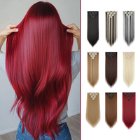 Lansigreen Clip in Hair Extensions 23inch 190g Long Straight 7pcs Clips in HairPieces Soft and Silky Texture Synthetic Hair E...