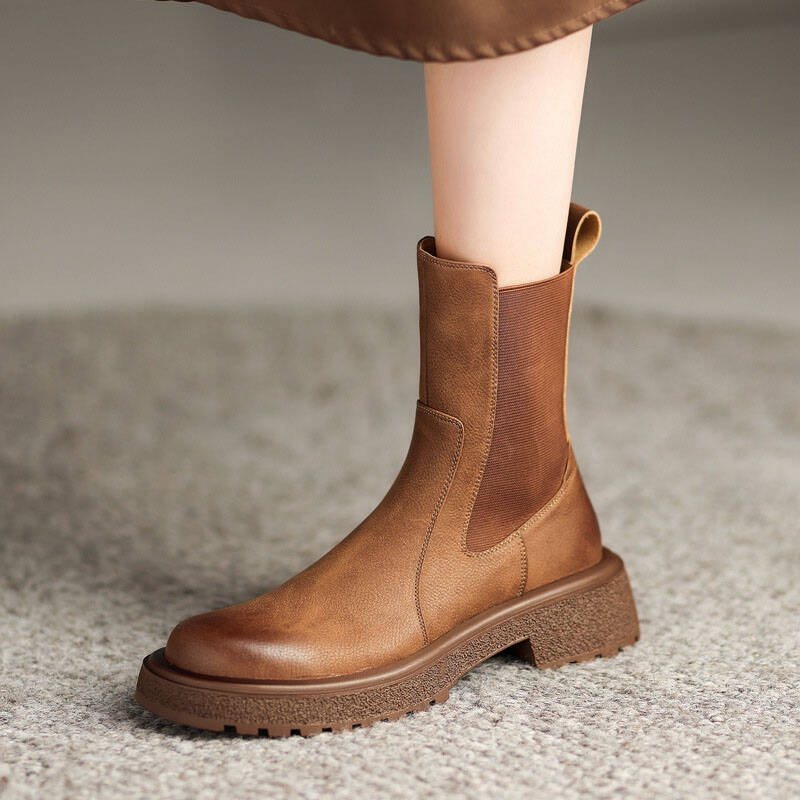 CHIKO Quesare Round Toe Block Heels Ankle Boots