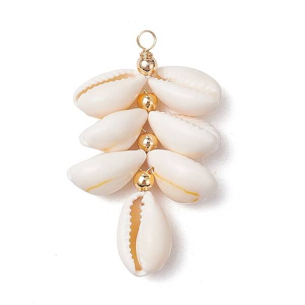 Natural Cowrie Shell Color-Changing Cluster Pendants