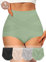 4Pcs Women's High Waisted Underwear Tummy Control Cotton Postpartum stretchy Panties breathable basics Full Coverage Briefs s...