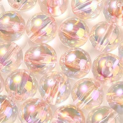 UV Plating Transparent Rainbow Iridescent Acrylic Beads