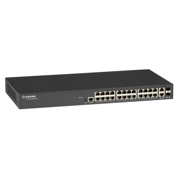 LGB1126A-R2 Black Box 24 x Ports 1000Base-T RJ-45 + 2 x Ports 1000Base-X SFP Rack-mountable Layer 2 Managed Gigabit Ethernet ...