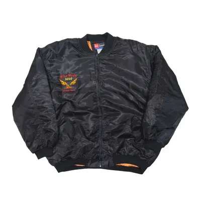 JON LAUREN Bike Week 2010 Bomber Jacket Black Nylon Mens XL
