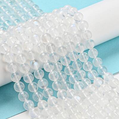 Natural Rainbow Moonstone Round Bead Strands
