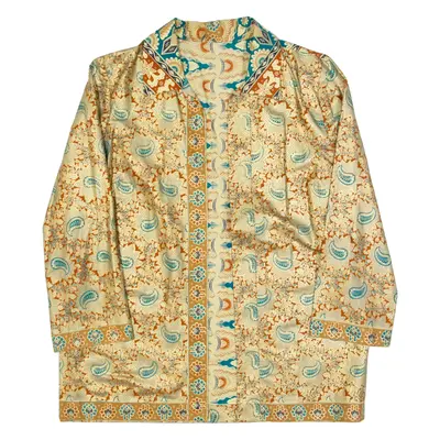 Womens Kimono Top Gold Long Sleeve Paisley L