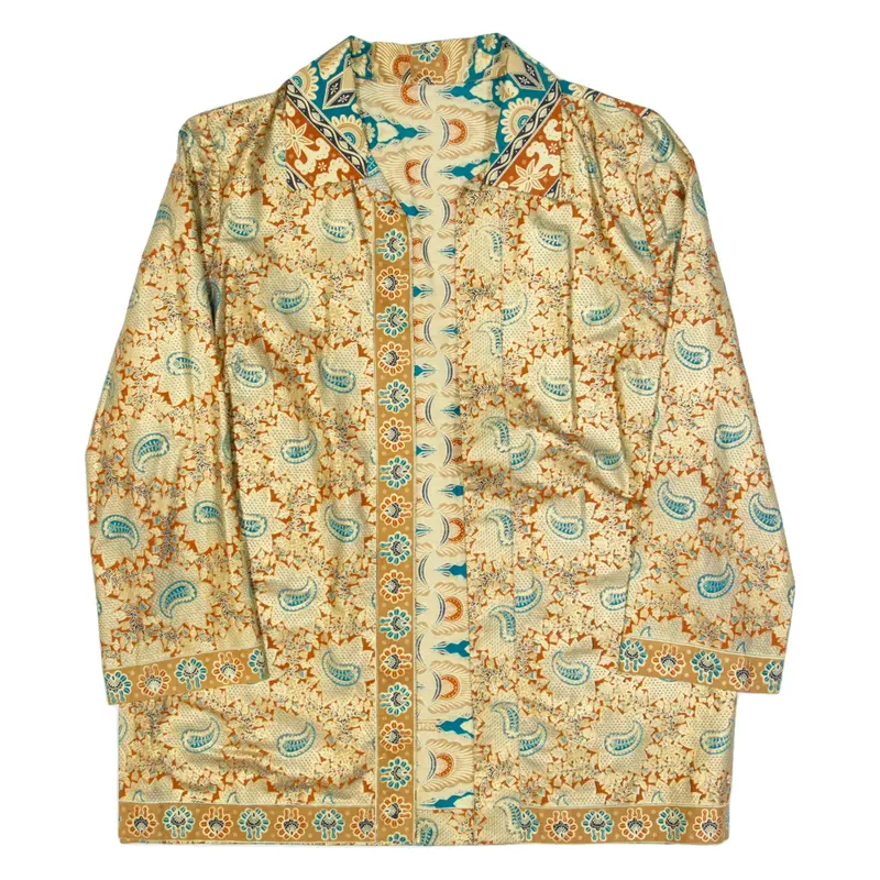 Womens Kimono Top Gold Long Sleeve Paisley L