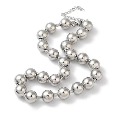 Non-Tarnish 304 Stainless Steel Round Beads Necklace for Women