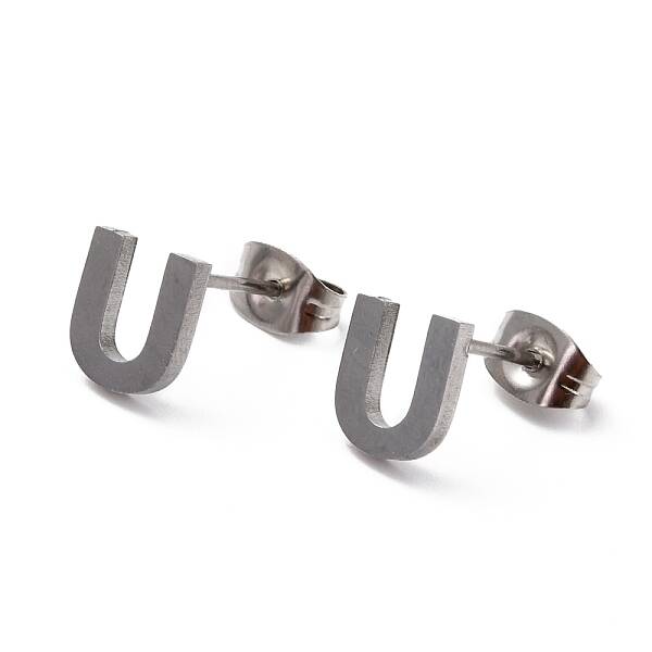 Tarnish Resistant 304 Stainless Steel Greek Alphabet Stud Earrings