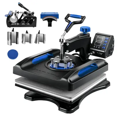 VEVOR Heat Press Machine 15 x 15 Inch 8 in 1 Heat Press 800W Sublimation Machine 360° Rotation Swing Away 8 in 1 Shirt Print...