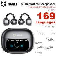 MGALL C02 (Supports Translation in 169 Languages) AI Edition Clip On Ear Headphones with LCD Full Color Touch Screen, Audio W...