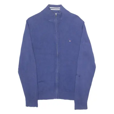 TOMMY HILFIGER Mens Jumper Blue High Neck Tight Knit M
