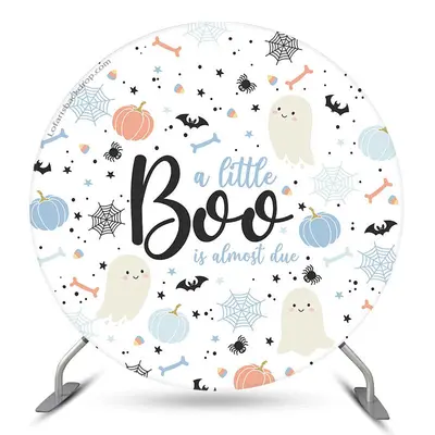 Aperturee Lovely Ghost Boo Halloween Baby Shower Round Backdrop | Round Backdrop Baby Shower | Custom Round Backdrop Cover | ...