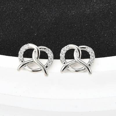 Brass Micro Pave Clear Cubic Zirconia Stud Earrings