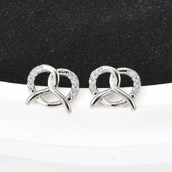 Brass Micro Pave Clear Cubic Zirconia Stud Earrings