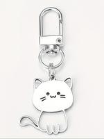 Cute Cat Design Keychain, Stainless Steel Keychain for Women & Men, Fashion Accessories for Daily Use, Trendy All-match & Exq...
