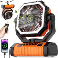 Portable Fan for Camping – 20000mAh Rechargeable with LED Light, Remote Control, 360° Rotating Hook, Power Bank, Quiet for...