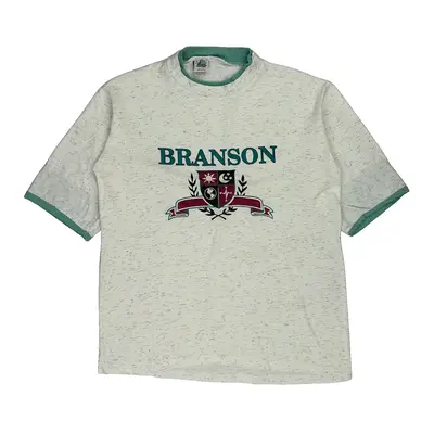 Single Stitch Branson Sun Triangle Graphic T-Shirt - Large Cream Cotton