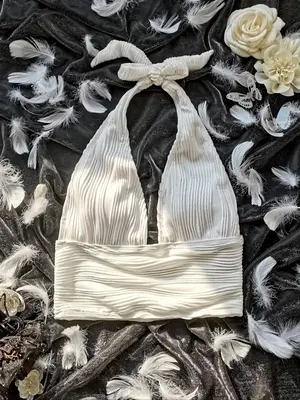 Women's Textured Tie Back Halter Neck Tankini Top, Tankini Swimsuits Sets Bathing Suits for Women Summer Tummy Control Swimwe...