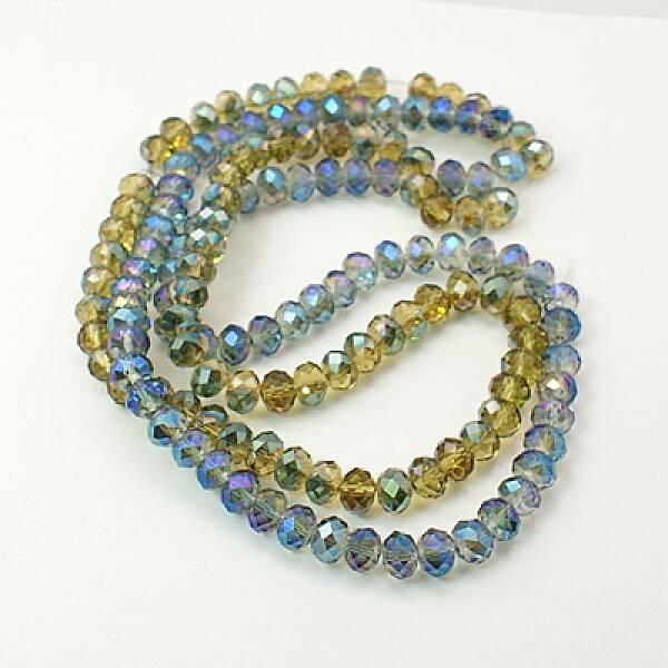 Electroplate Glass Faceted Rondelle Beads Strands