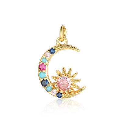 Brass Micro Pave Colorful Cubic Zirconia Pendants
