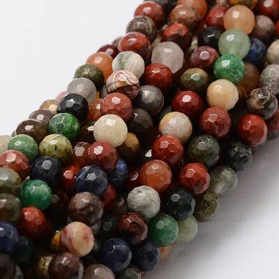 Faceted Round Natural Assorted Gemstone Bead Strands