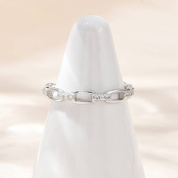 Sterling Silver Cubic Zirconia Adjustable Finger Rings for Women