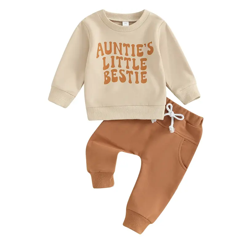 Toddler Girls 2 Piece Outfit  0-3 Years Letter Print Long Sleeve Sweatshirt and Elastic Pants Set Baby Cute Fall Clothes