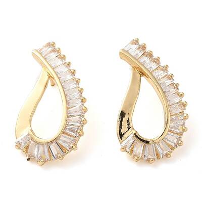 Brass Micro Pave Cubic Zirconia Stud Earring