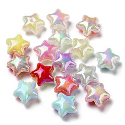 UV Plating Rainbow Iridescent Opaque Acrylic Beads