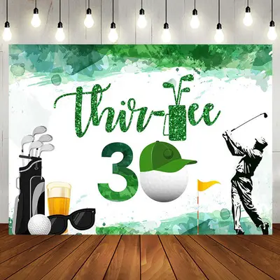 White Green Golf Field 30th Birthday Party Backdrop - Aperturee