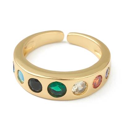 Brass Micro Pave Cubic Zirconia Open Rings
