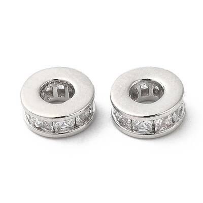 Brass Micro Pave Cubic Zirconia Beads