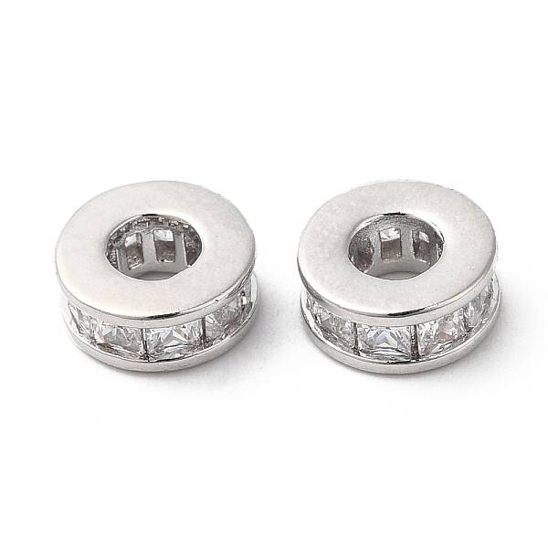 Brass Micro Pave Cubic Zirconia Beads