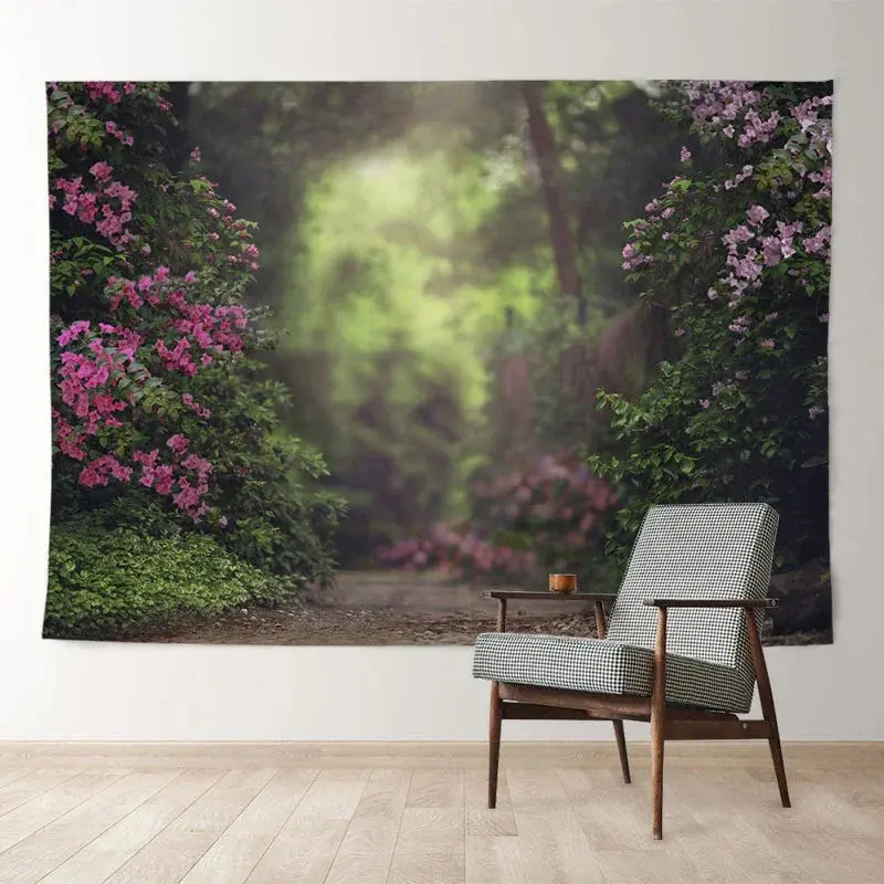 Aperturee Foggy Pink Floral Forest Easter Backdrop For Photo