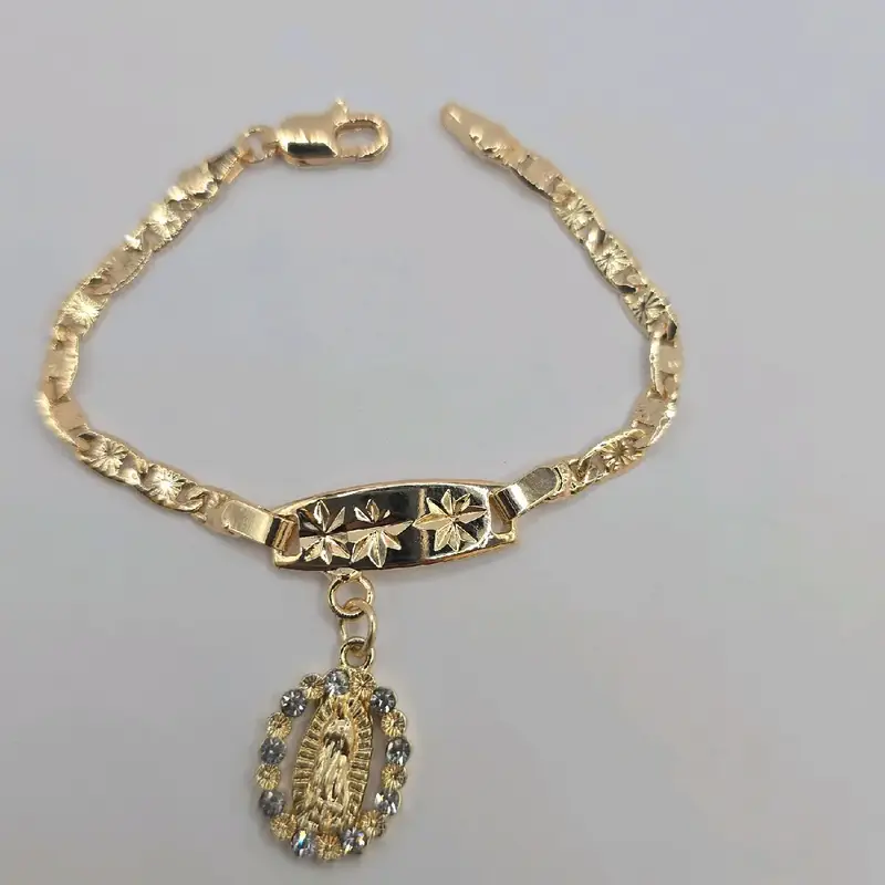 VIRGIN MARY ID bracelet new style with stones gold-plated  6\