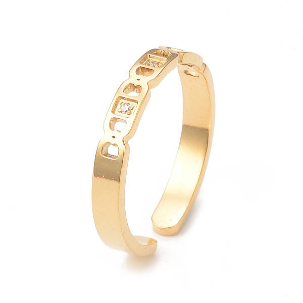Crystal Rhinestone Oval with Square Open Cuff Ring