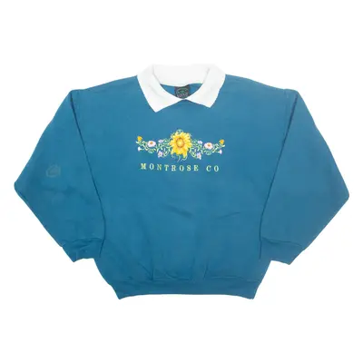 HABITAT Montrose Colorado Womens Sweatshirt Blue Collared 90s USA L