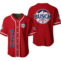 Busch Light Apple Baseball Jersey – Red Game Day Beer Shirt for Men and Women, Fun Casual Sportswear for Parties, Tailgates...