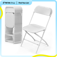 VINGLI 4/6/10 Pack White/black Plastic Folding Chair, Indoor Outdoor Portable Stackable Commercial Seat with Steel Frame 350l...