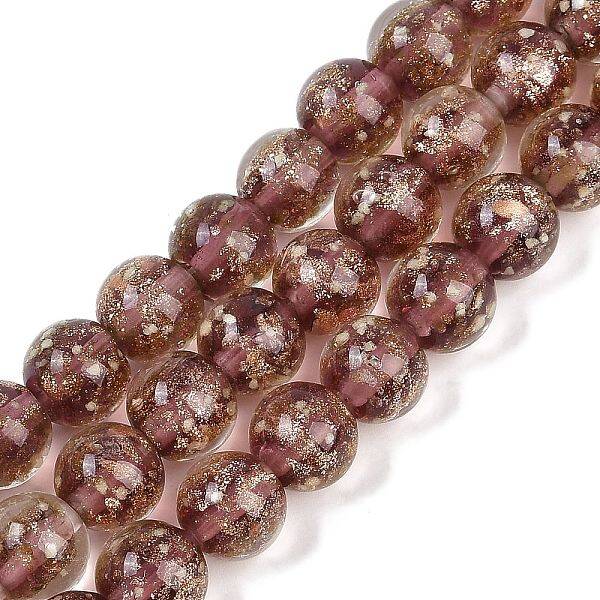 Handmade Gold Sand Lampwork Beads Strands
