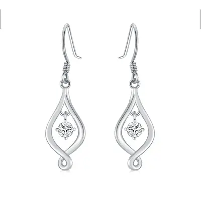 10K White Gold Infinity Symbol Drop Earrings
