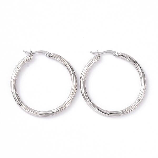 Non-Tarnish 304 Stainless Steel Hoop Earrings for Women