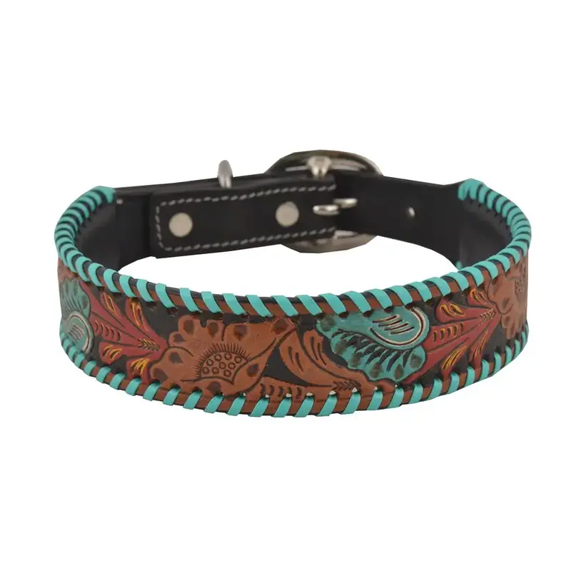 Hand-Tooled Leather Dog Collar MYRA