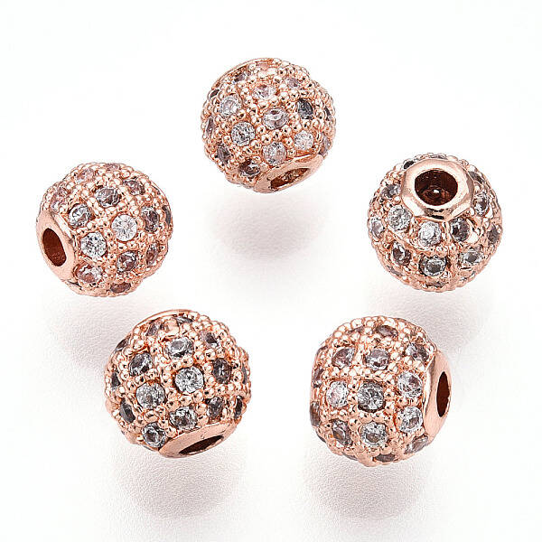 Rack Plating Brass Cubic Zirconia Beads